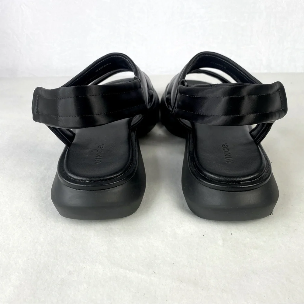 Vince Fresca Satin Strappy‎ Sandals 8.5 Black Sporty Chunky